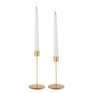 Pointed candle holder set of 2 gold