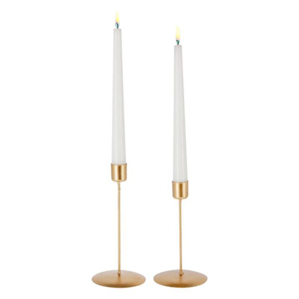 Pointed candle holder set of 2 gold