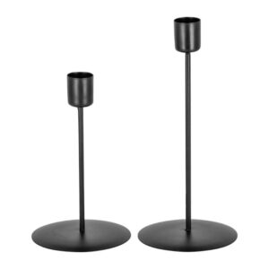 Pointed candle holder set of 2 black