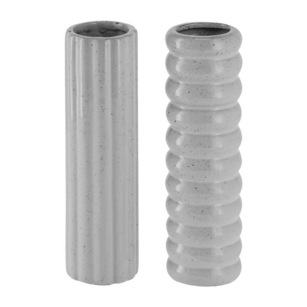 Set of 2 vases modern porcelain gray