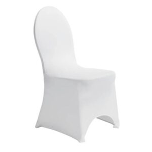 Upholstered banquet chair with white cover for hire in Munich
