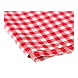 Red checkered square tablecloth for rent in Munich