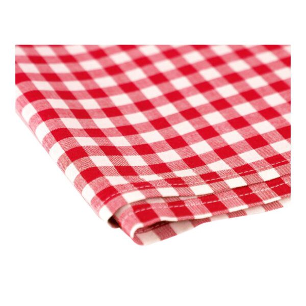 Red checkered square tablecloth for rent in Munich