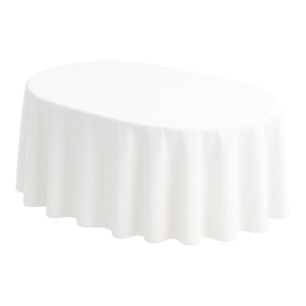 Weiße Tischdecke oval für ovalen Banketttisch zu mieten