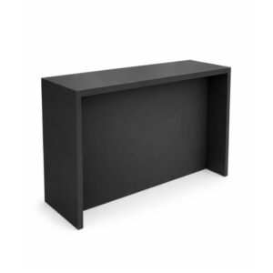 Schwarzer Brückentisch mit Blende und Stehhöhe für Messeauftritte