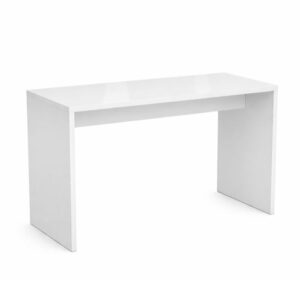 Weißer Brückentisch mit Stehhöhe 110 cm und 180 cm Länge für Messen