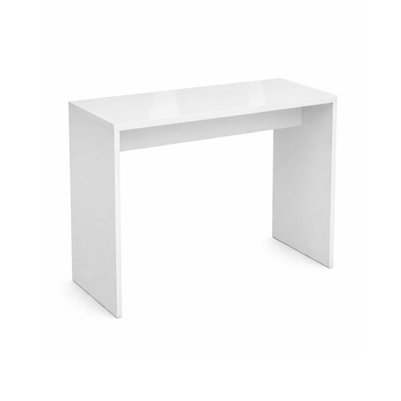 Weißer Brückentisch mit Stehhöhe 110 cm und 120 cm Länge für Eventmobiliar