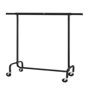 Schwarze mobile Garderobe auf Rollen, 160 bis 200 cm breit